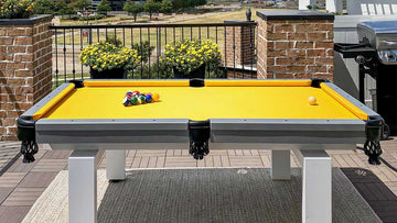 Bold Colors for Rooftop Patio Pool Table