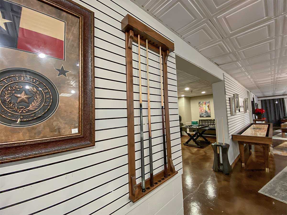 Kirkwood Wall Rack Display Dallas "As Is" Universal Billiards