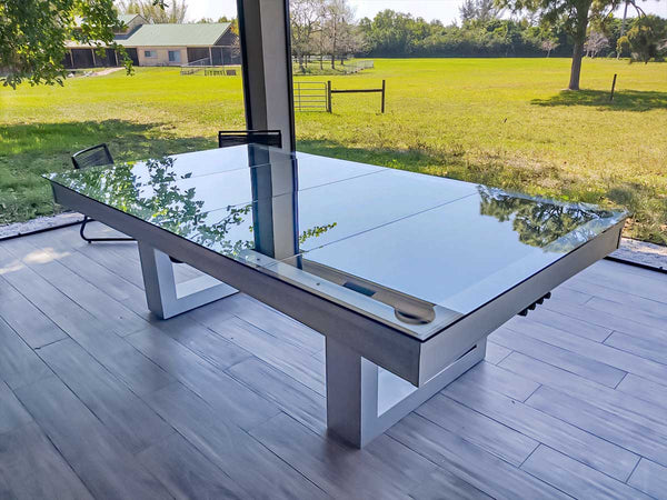 R&R Outdoor Glass Pool Table Dining Top