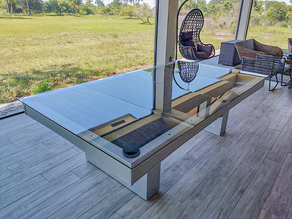 R&R Outdoor Glass Pool Table Dining Top