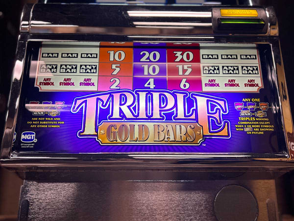 Triple Gold Bars Slot Machine Display Dallas "As Is"